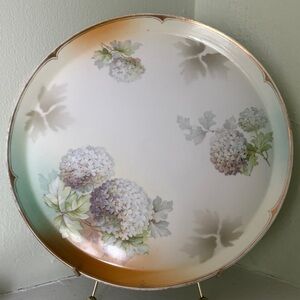 Vintage Floral Plate with Hydrangea Design unmarked